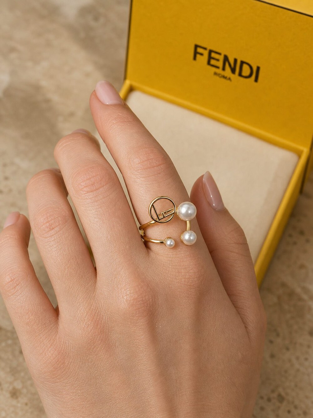 Fendi Modern Designer Ring Style 3 | New with Box - Picture 8 of 9